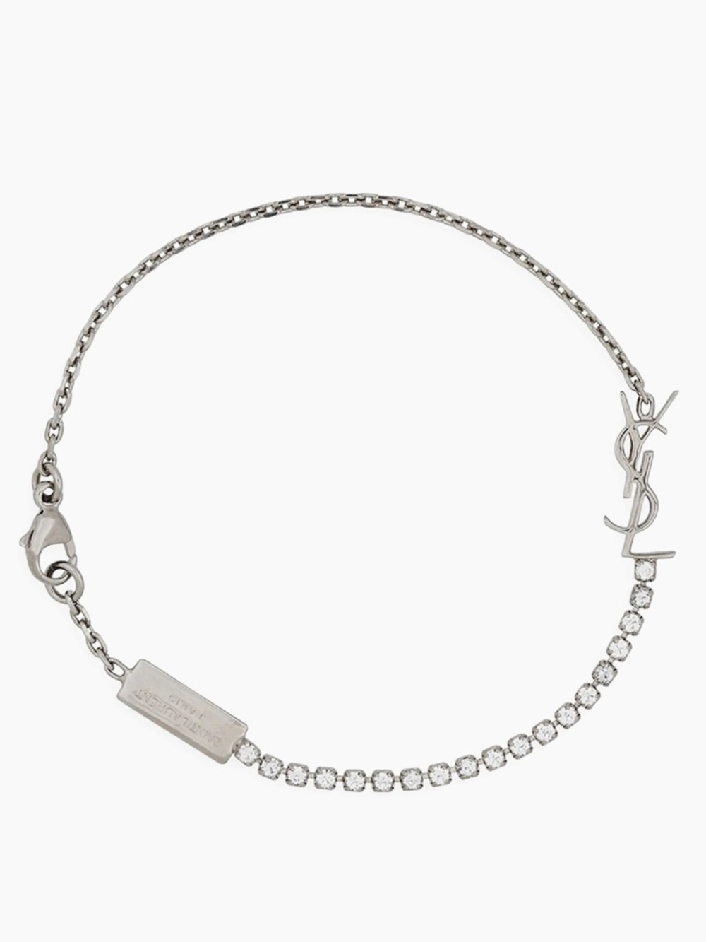 Saint Laurent Cassandre Charm Bracelet Palladium Rhinestonel